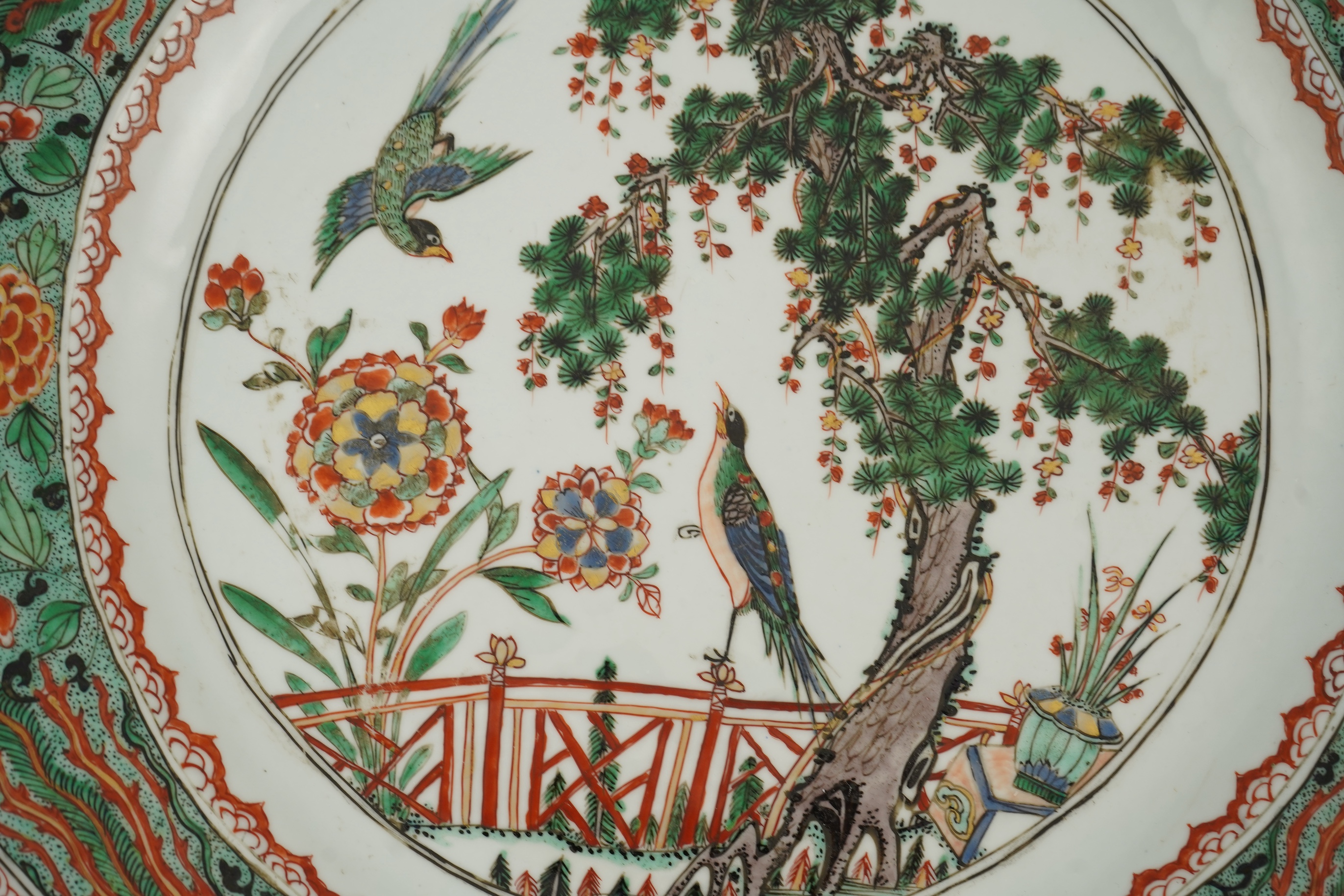 A Chinese famille verte octagonal dish, Kangxi period